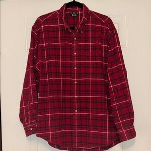 Trader Bay Men's Plaid Flannel Shirt XL Red Cotton Cabincore Casual